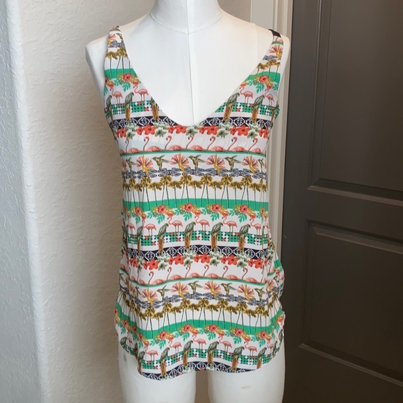 Topshop Tropical Patterned Tank Blouse - Picture 1 of 7